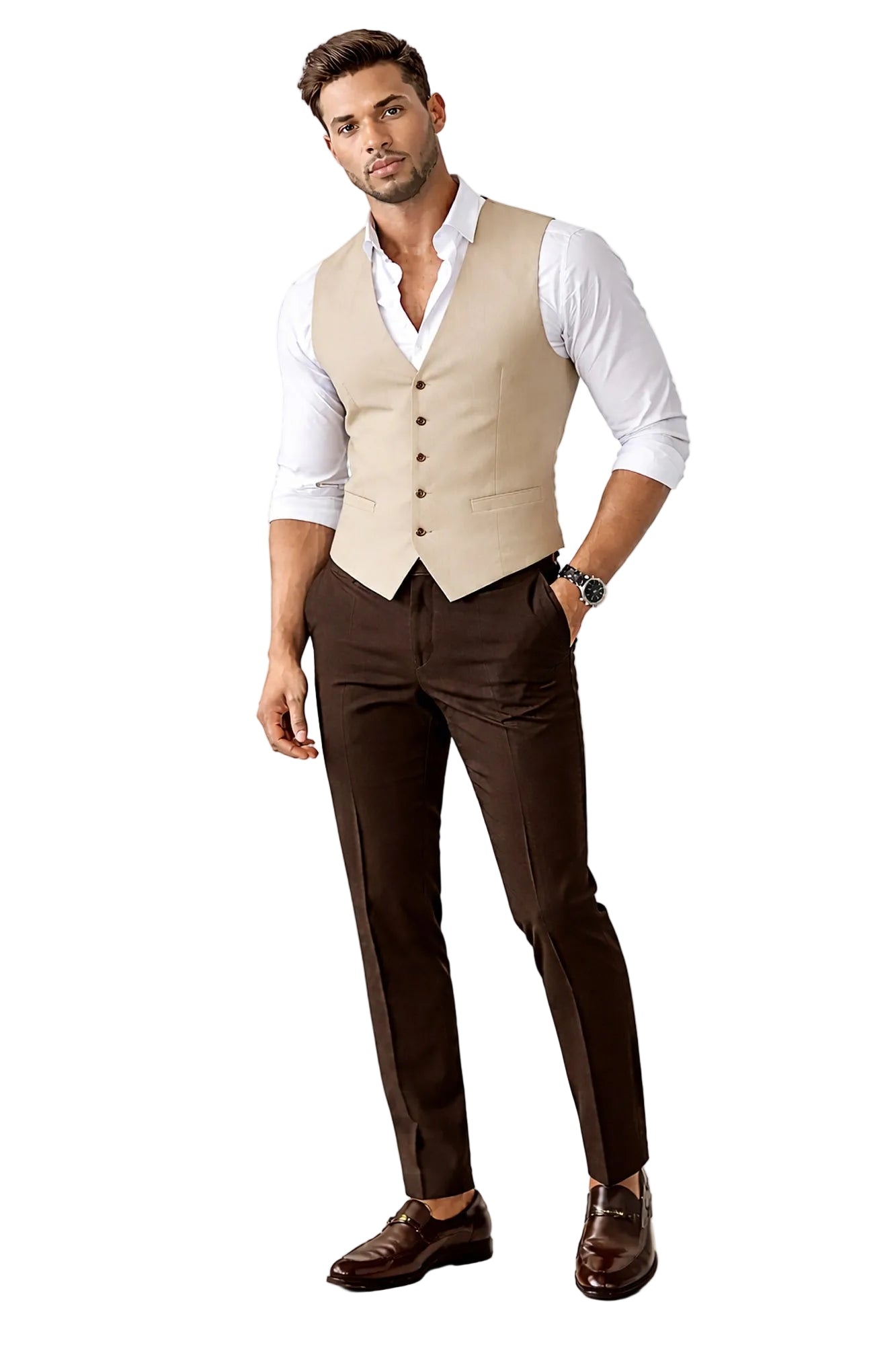 Beige Waistcoat Twill