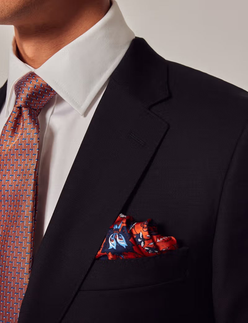 Slim Fit Black Twill Suit Jacket