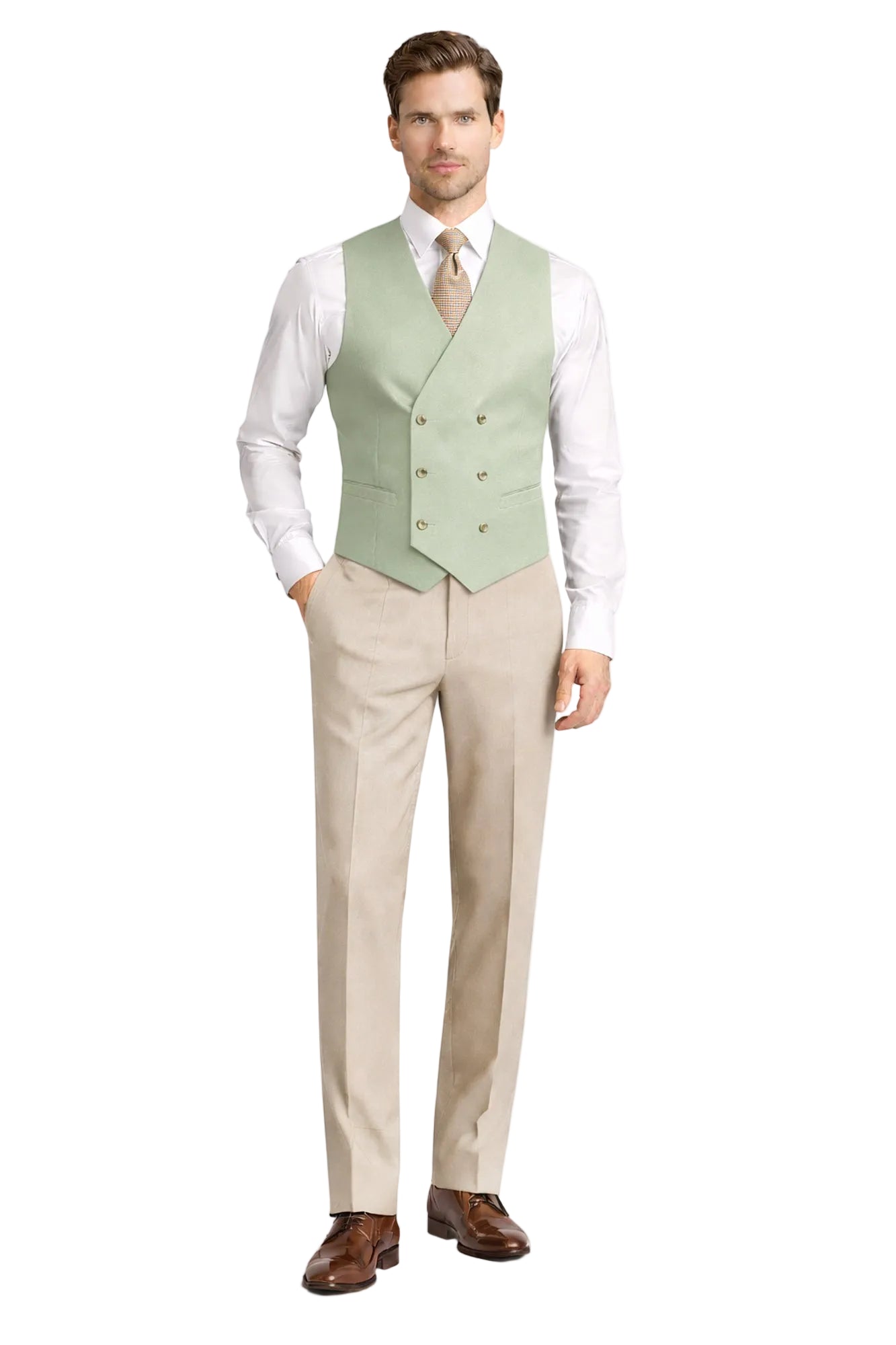 Light Green Double Breasted WaistCoat