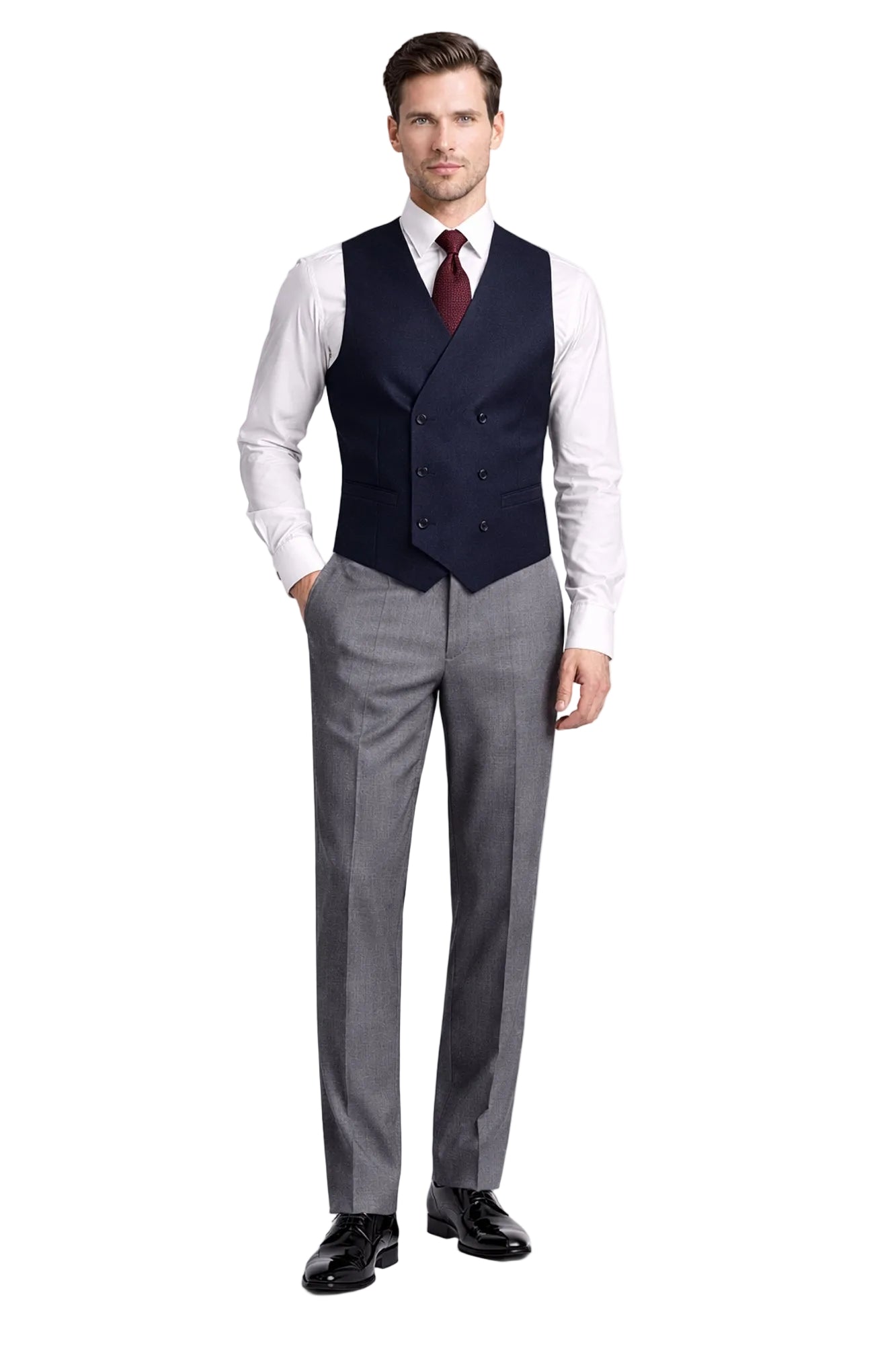 Navy Blue Double Breasted Waistcoat