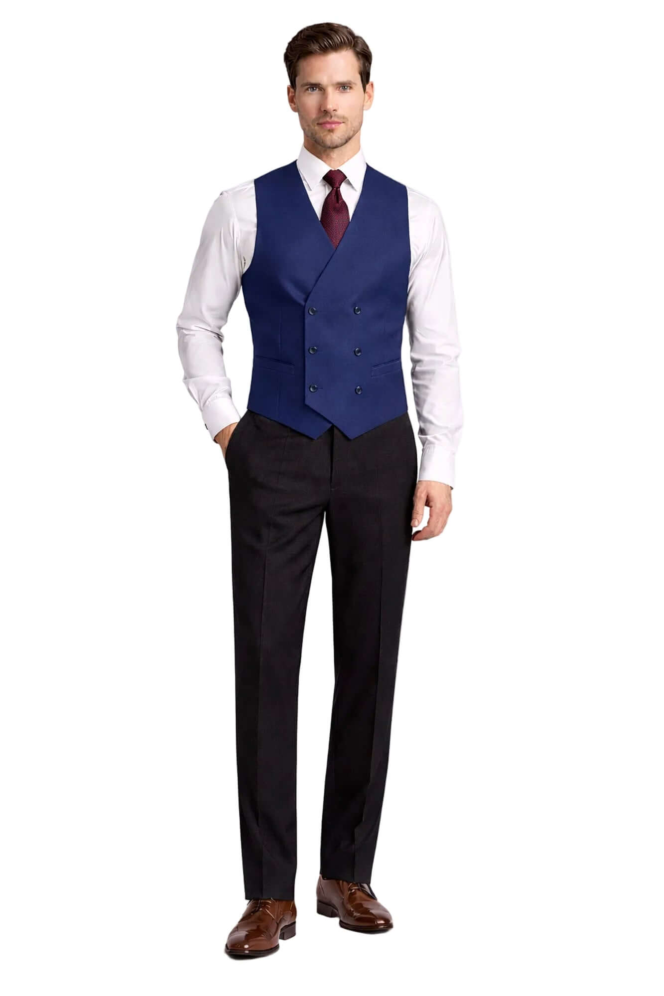 Royal Blue Double Breasted Waistcoat