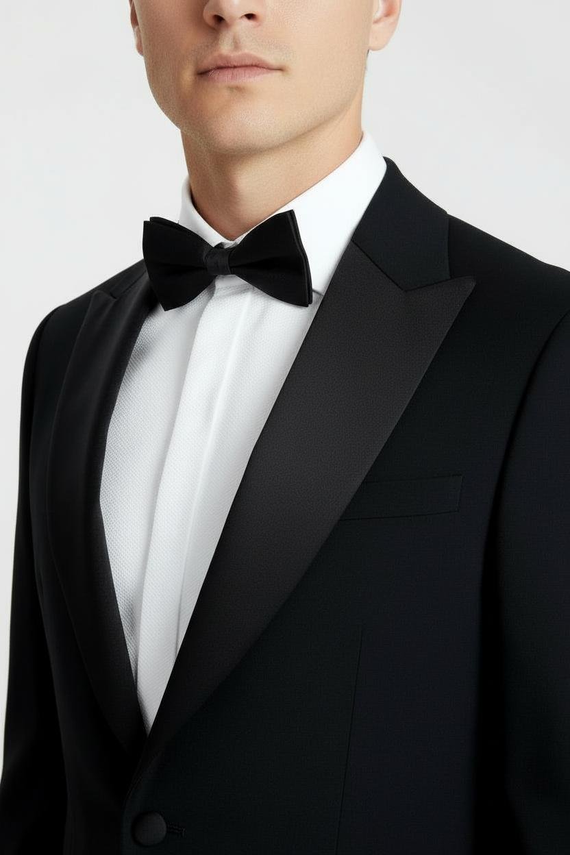 Slim Fit Black Peak Lapel Tuxedo 2 Pcs