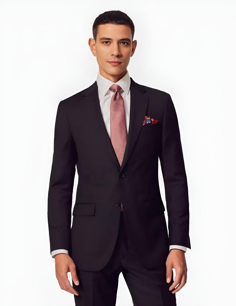 Slim Fit Black Twill Suit Jacket