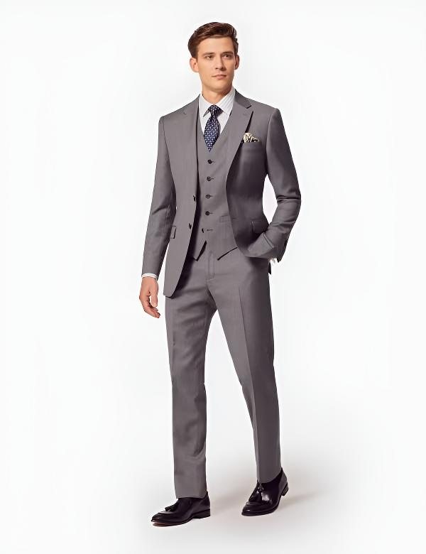 Slim Fit Mid Grey Twill Suit