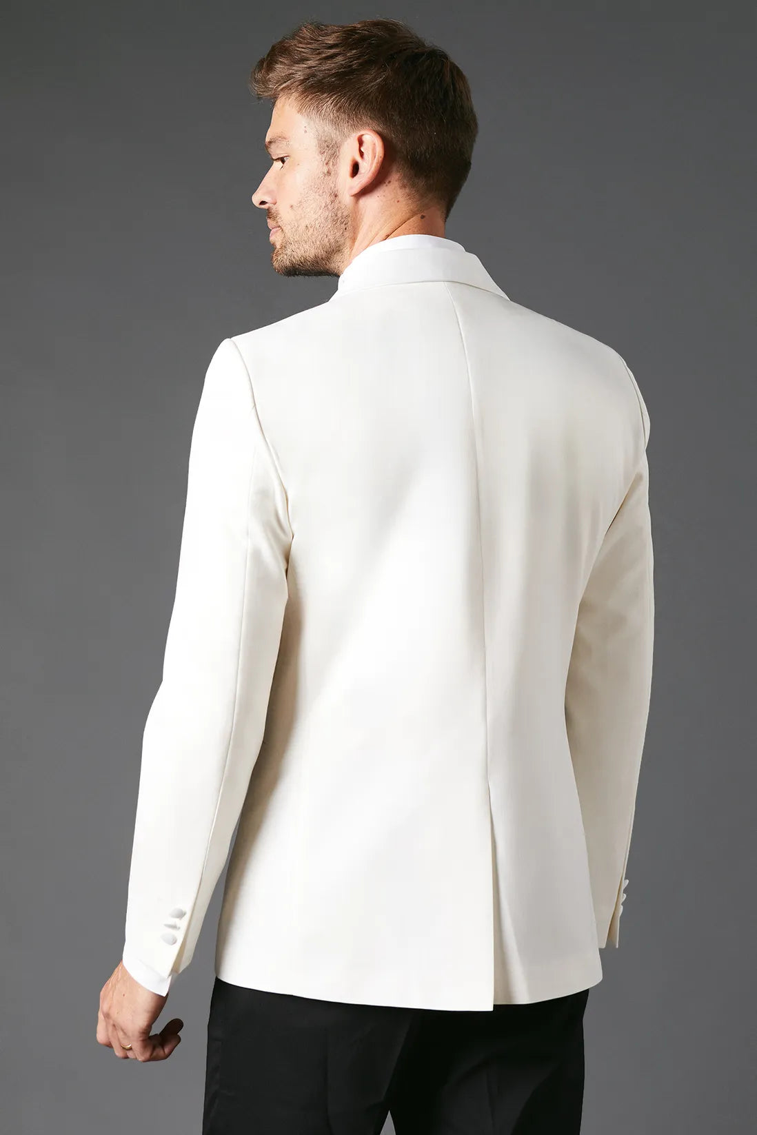 White Slim Fit Shawl Collar Tuxedo Jacket