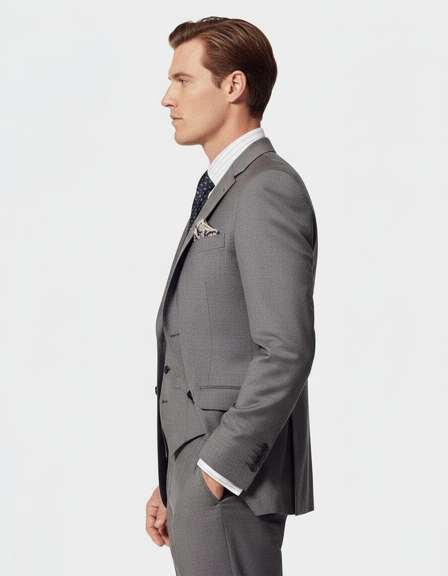 Slim Fit Mid Grey Twill Suit
