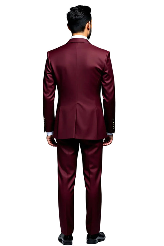Burgundy Double Breasted Suit back