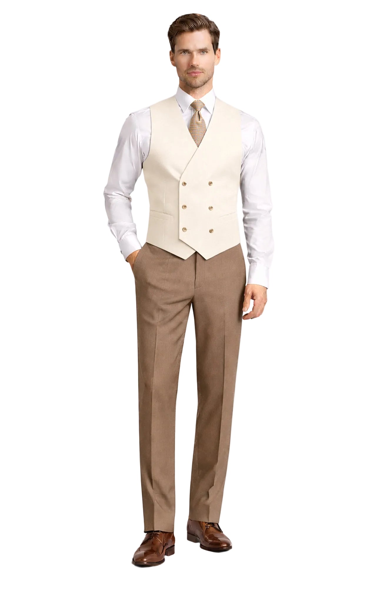 cream double breasted waistcoat