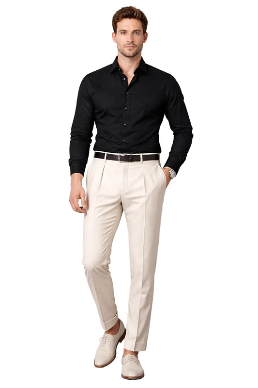 Cream coloured high waist trouser