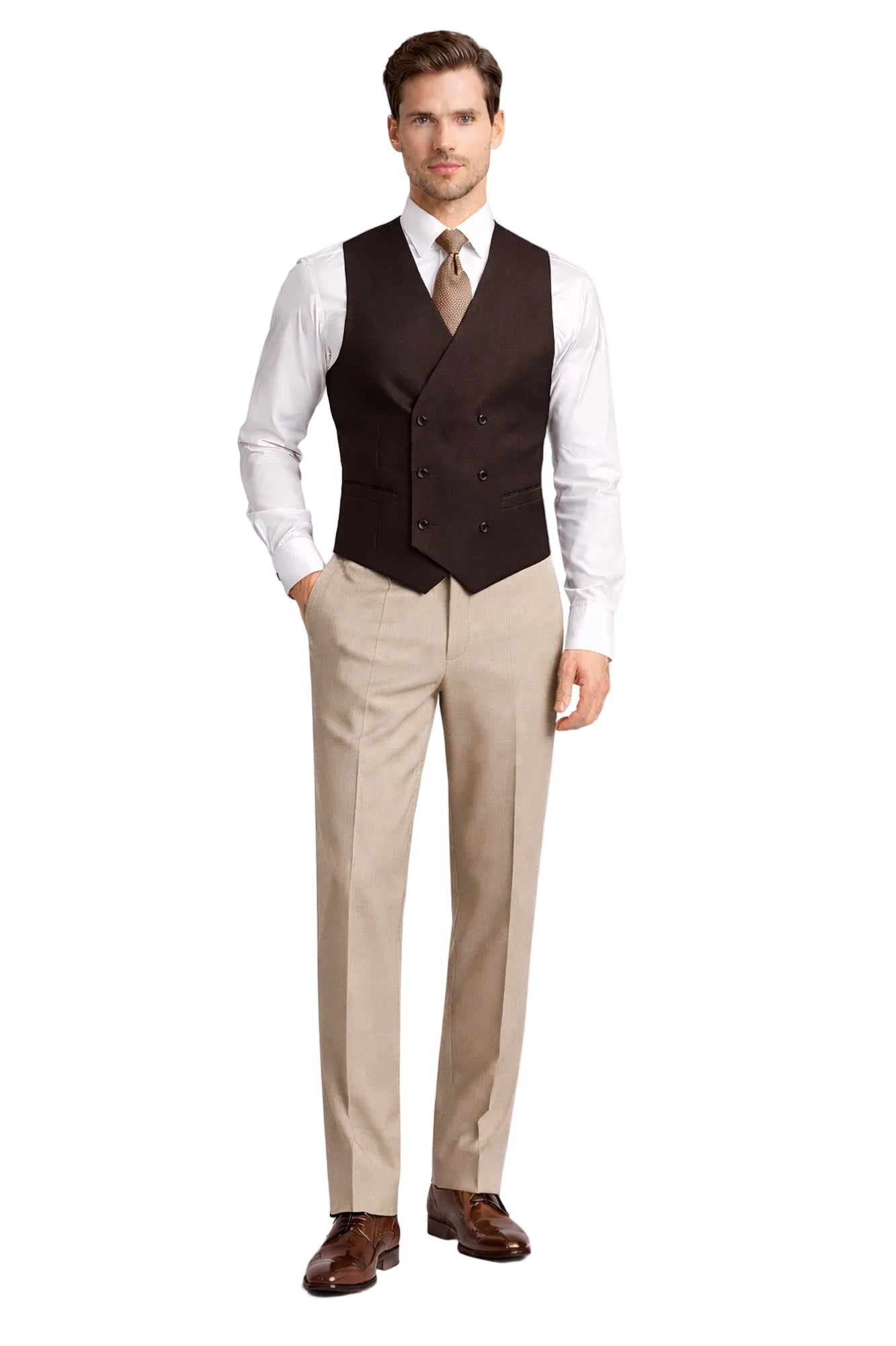 Dark Brown Double Breasted WaistCoat