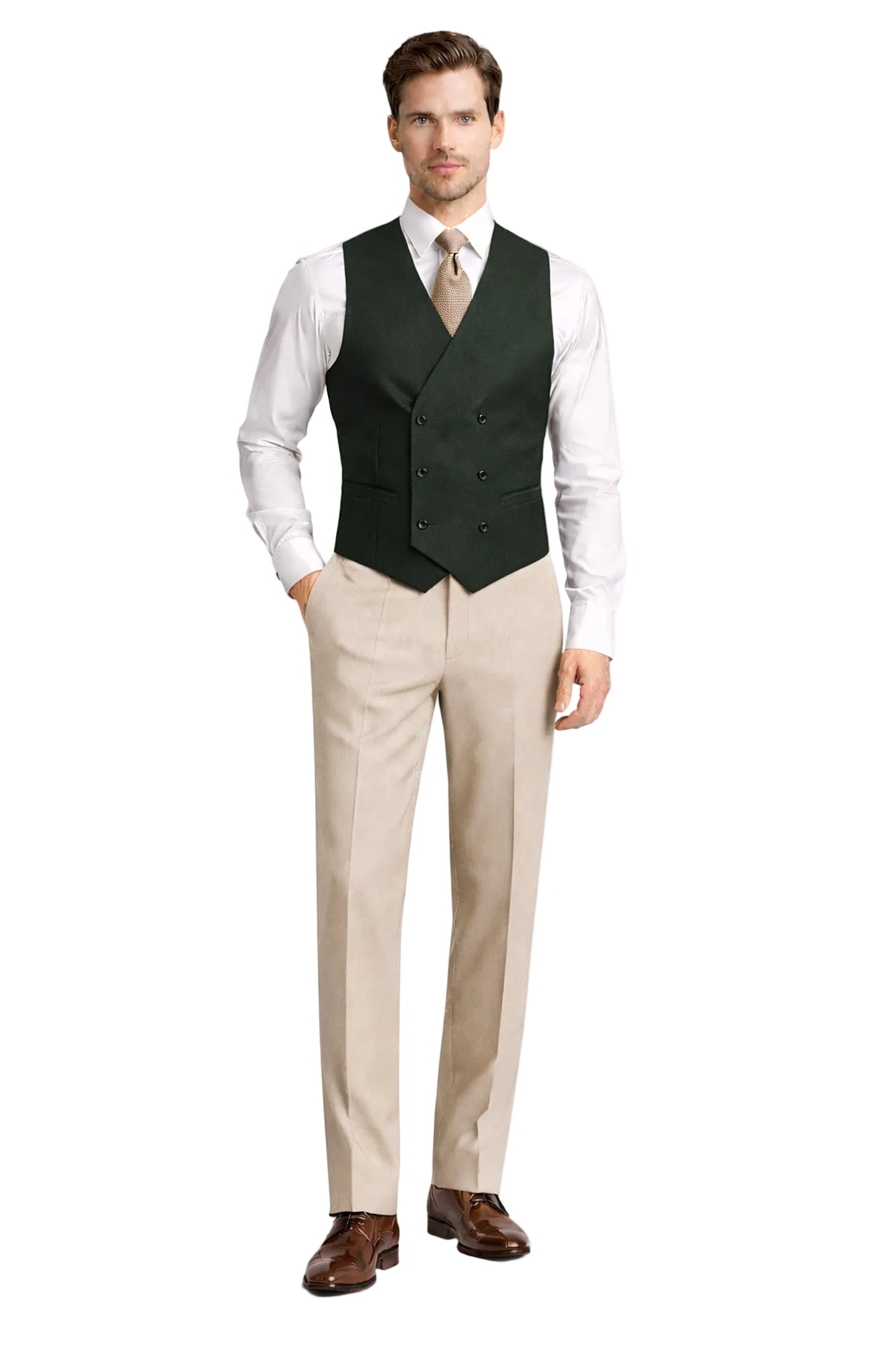 Dark Green Double Breasted WaistCoat