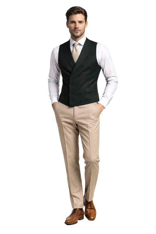Dark Green Double Breasted WaistCoat