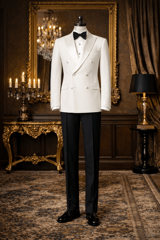 Double Breasted White Tuxedo