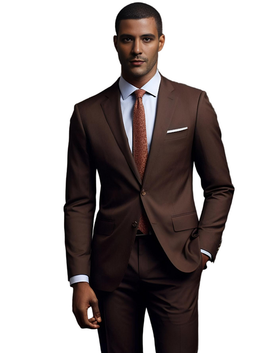 Elegant Chocolate Brown Two Piece Suit