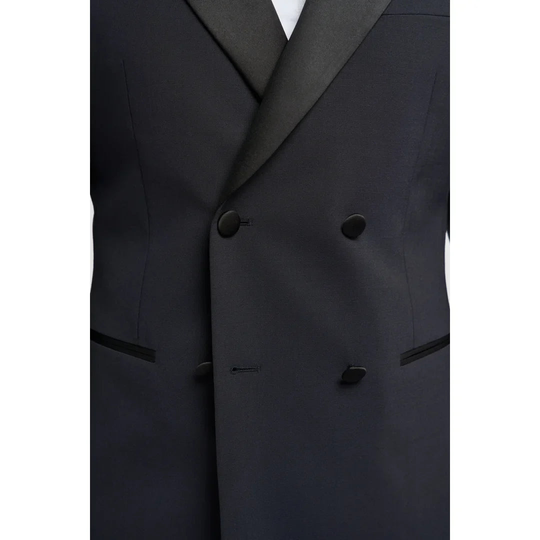 Aspen - Men's Navy 2 Piece Double Breasted Tuxedo Suit