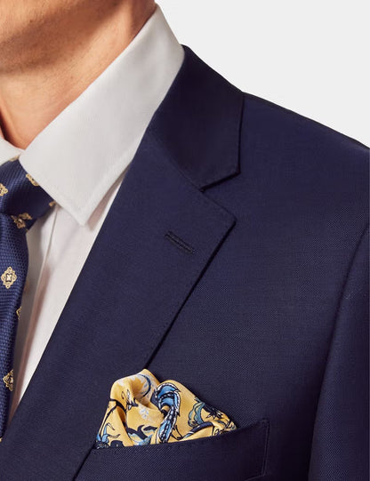 Slim Fit Dark Blue Twill Suit Jacket