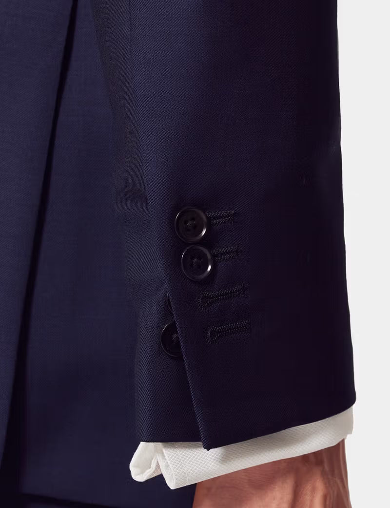 Slim Fit Dark Blue Twill Suit Jacket