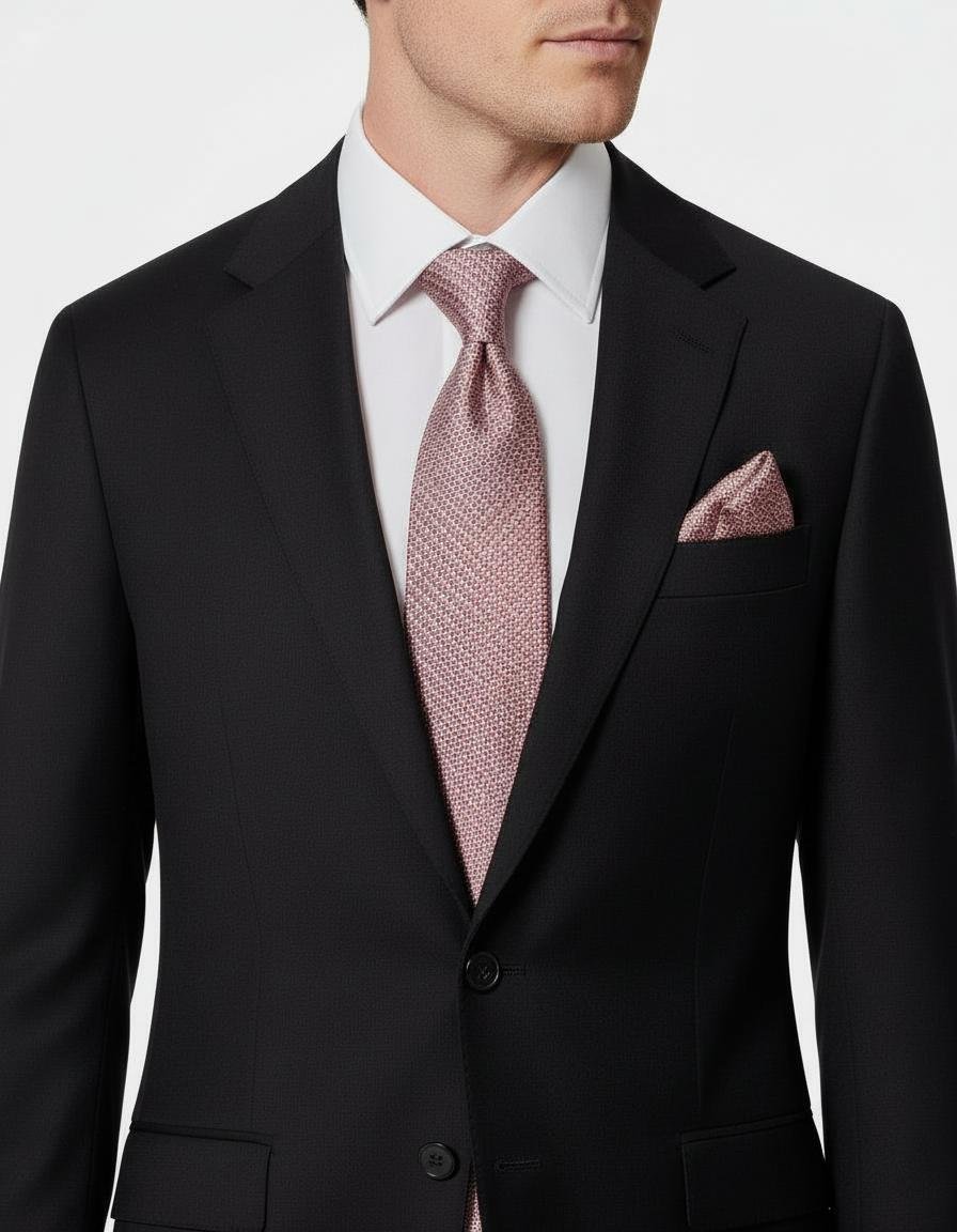 Jet Black Twill Wool Blend Suit