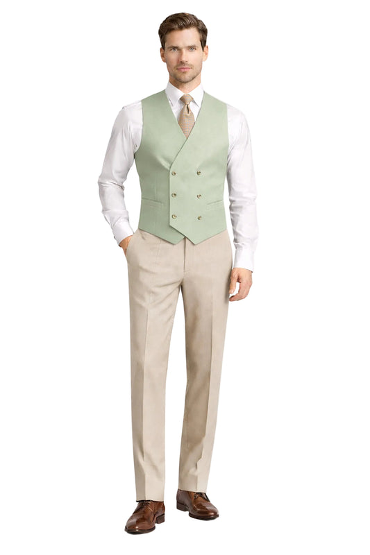 Light Green Double Breasted WaistCoat