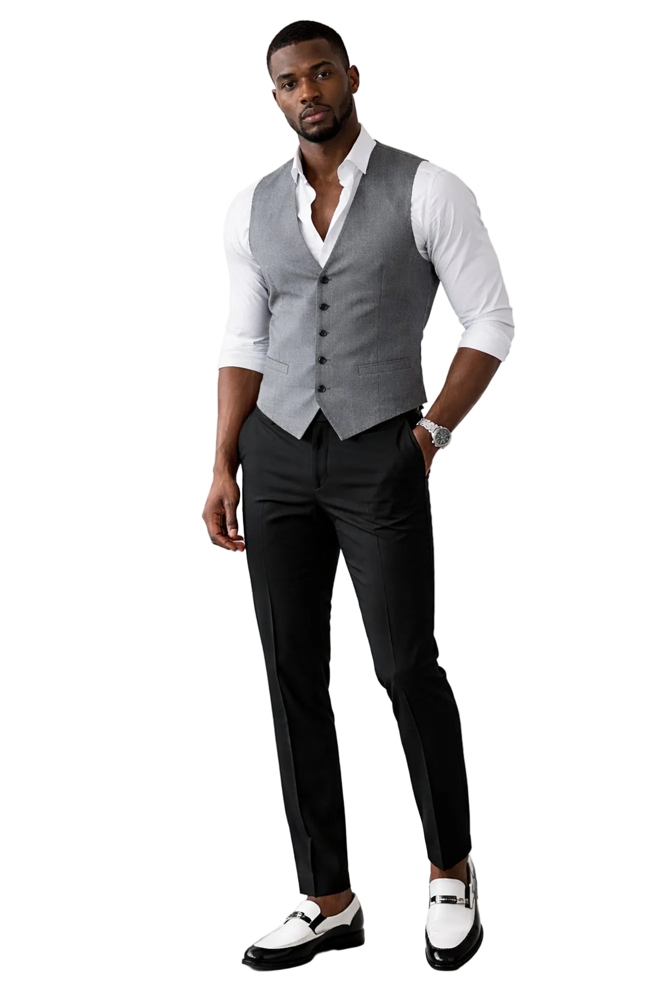 mid grey twill waistcoat