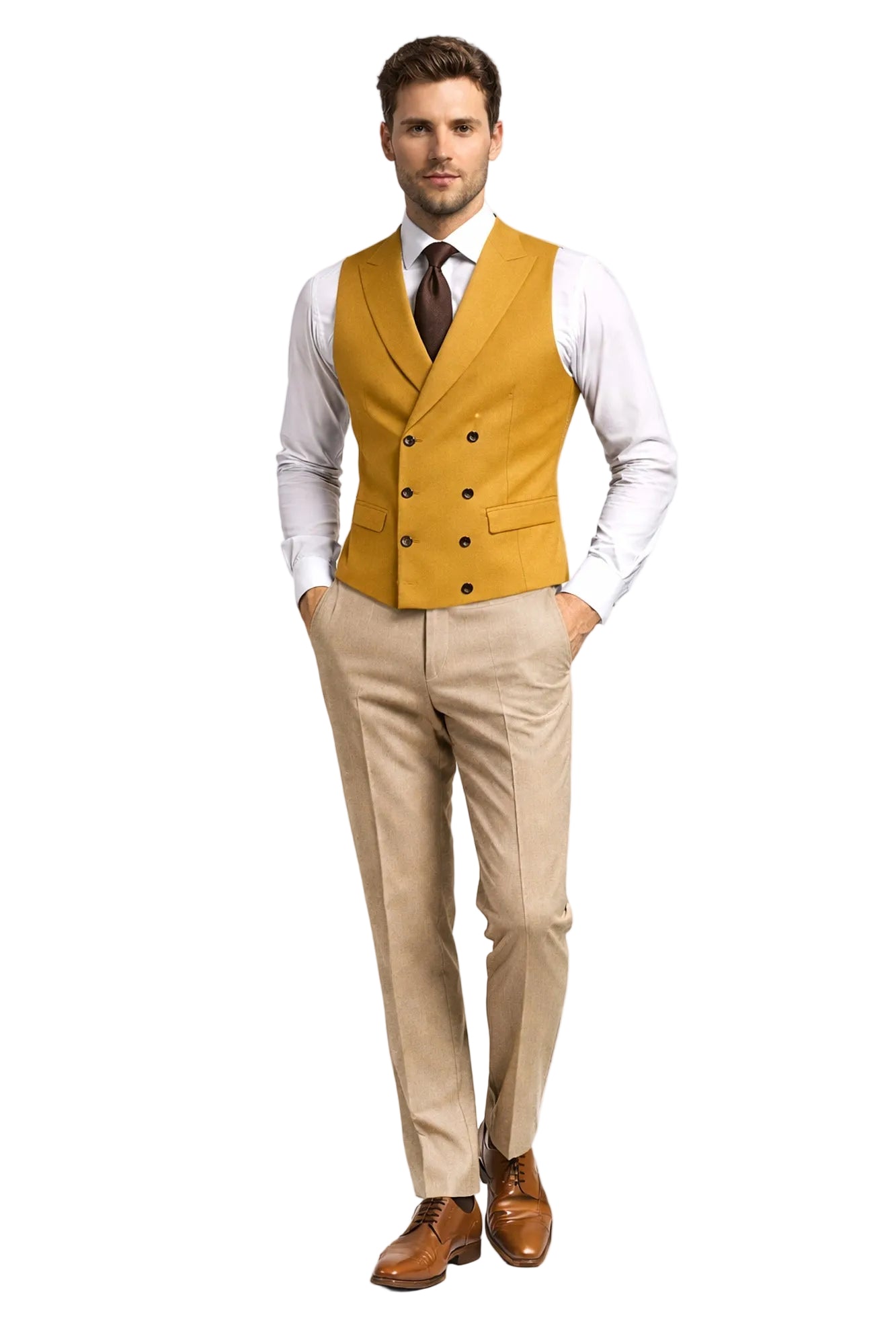 Mustard Double Breasted WaistCoat