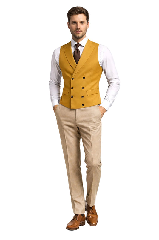 Mustard Double Breasted WaistCoat