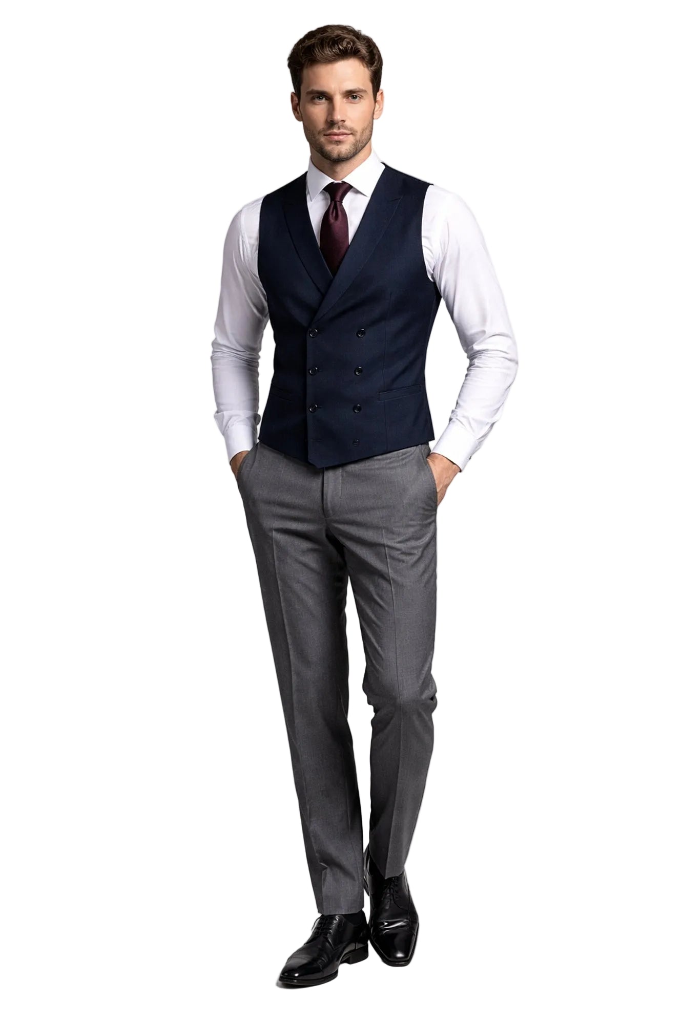 Navy Blue Double Breasted WaistCoat