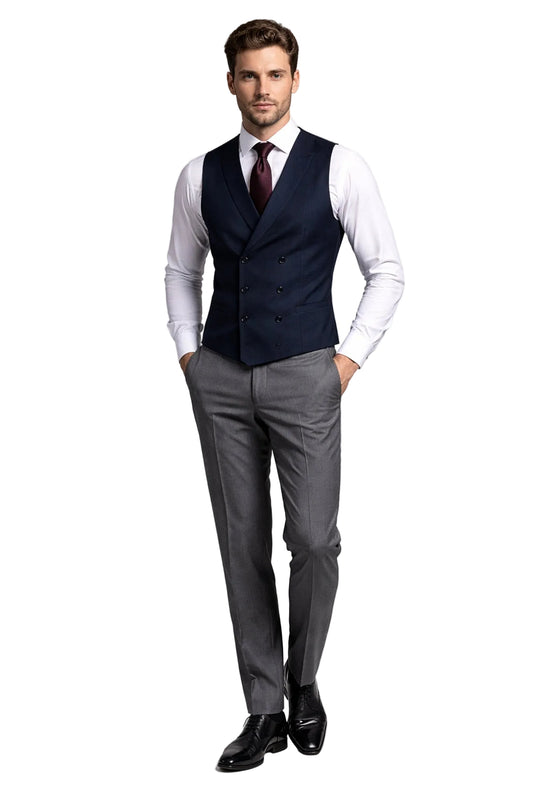 Navy Blue Double Breasted WaistCoat
