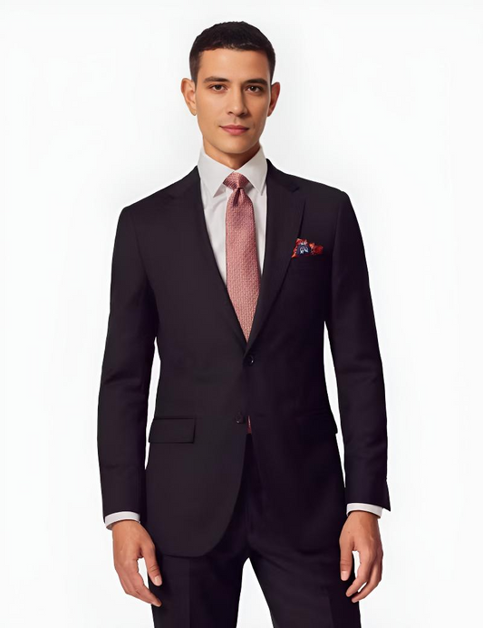 Slim Fit Black Twill Suit Jacket