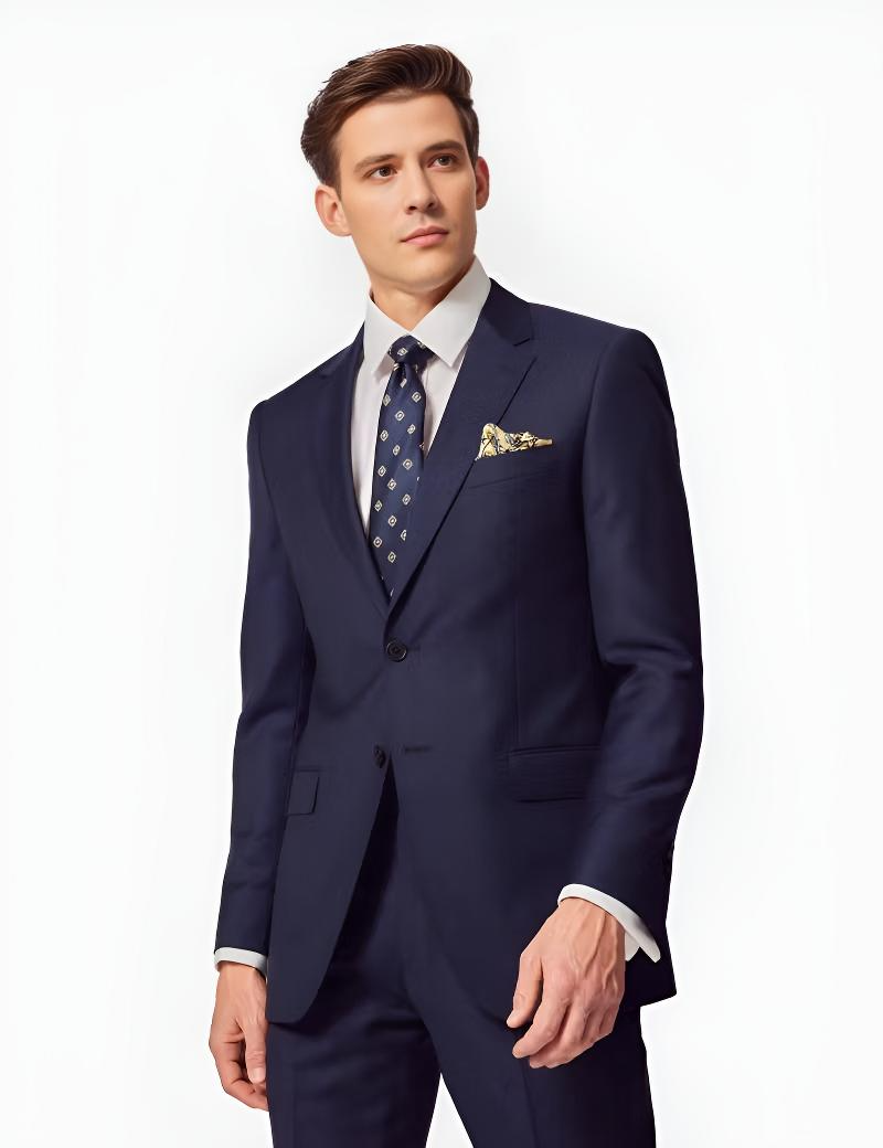 Slim Fit Dark Blue Twill Suit Jacket