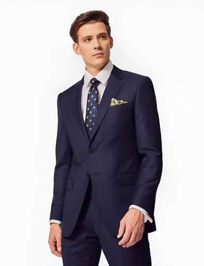Slim Fit Dark Blue Twill Suit Jacket