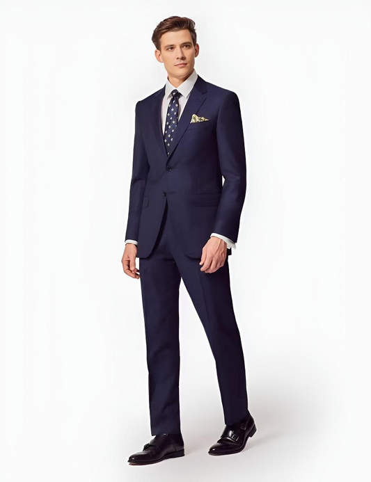 Slim Fit Dark Blue Twill Suit Jacket