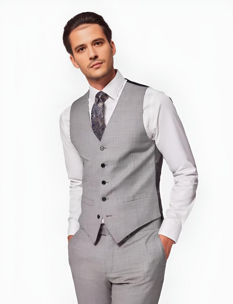Slim Fit Light Grey Twill Suit
