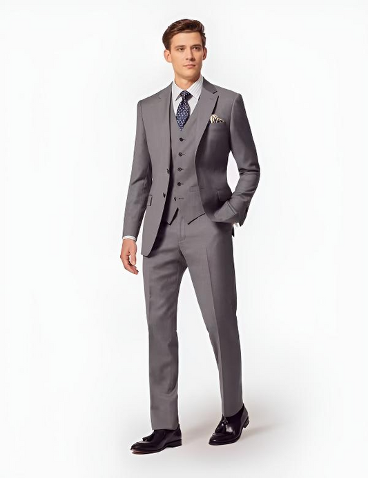 Slim Fit Mid Grey Twill Suit