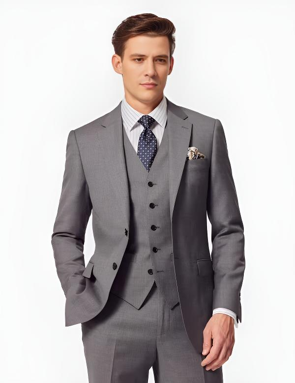 Slim Fit Mid Grey Twill Suit
