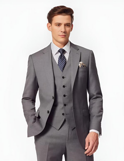 Slim Fit Mid Grey Twill Suit