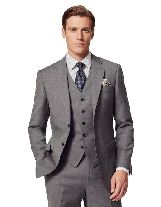 Slim Fit Mid Grey Twill Suit
