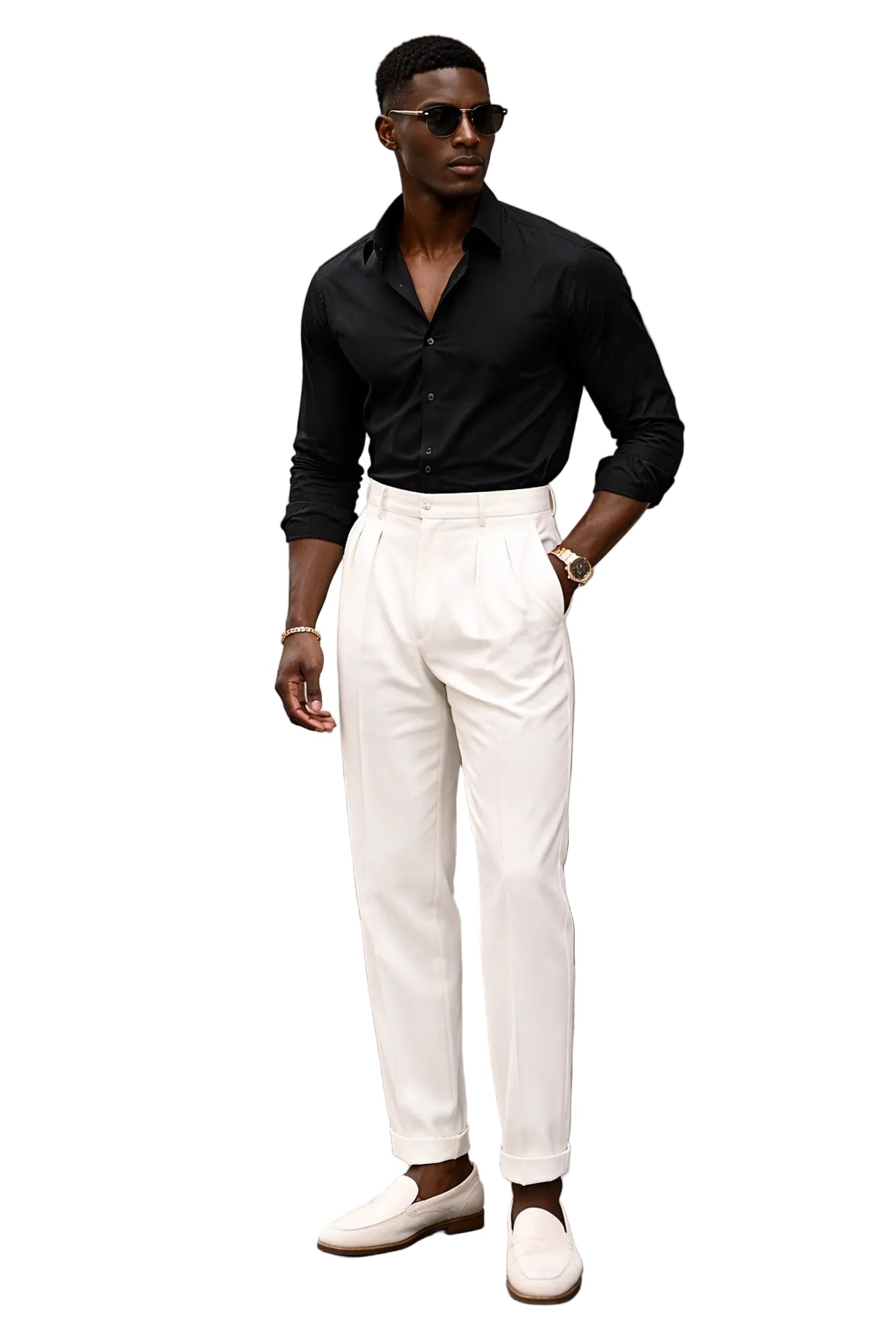 White High Waist Trouser