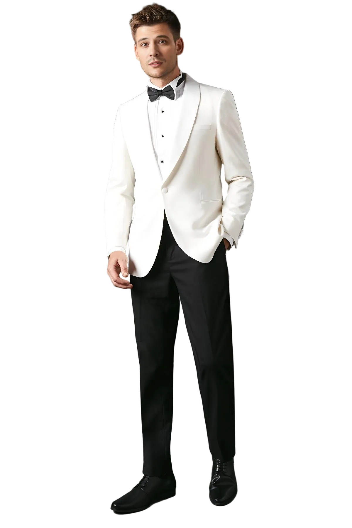 White Shawl Lapel Dinner Suit front style