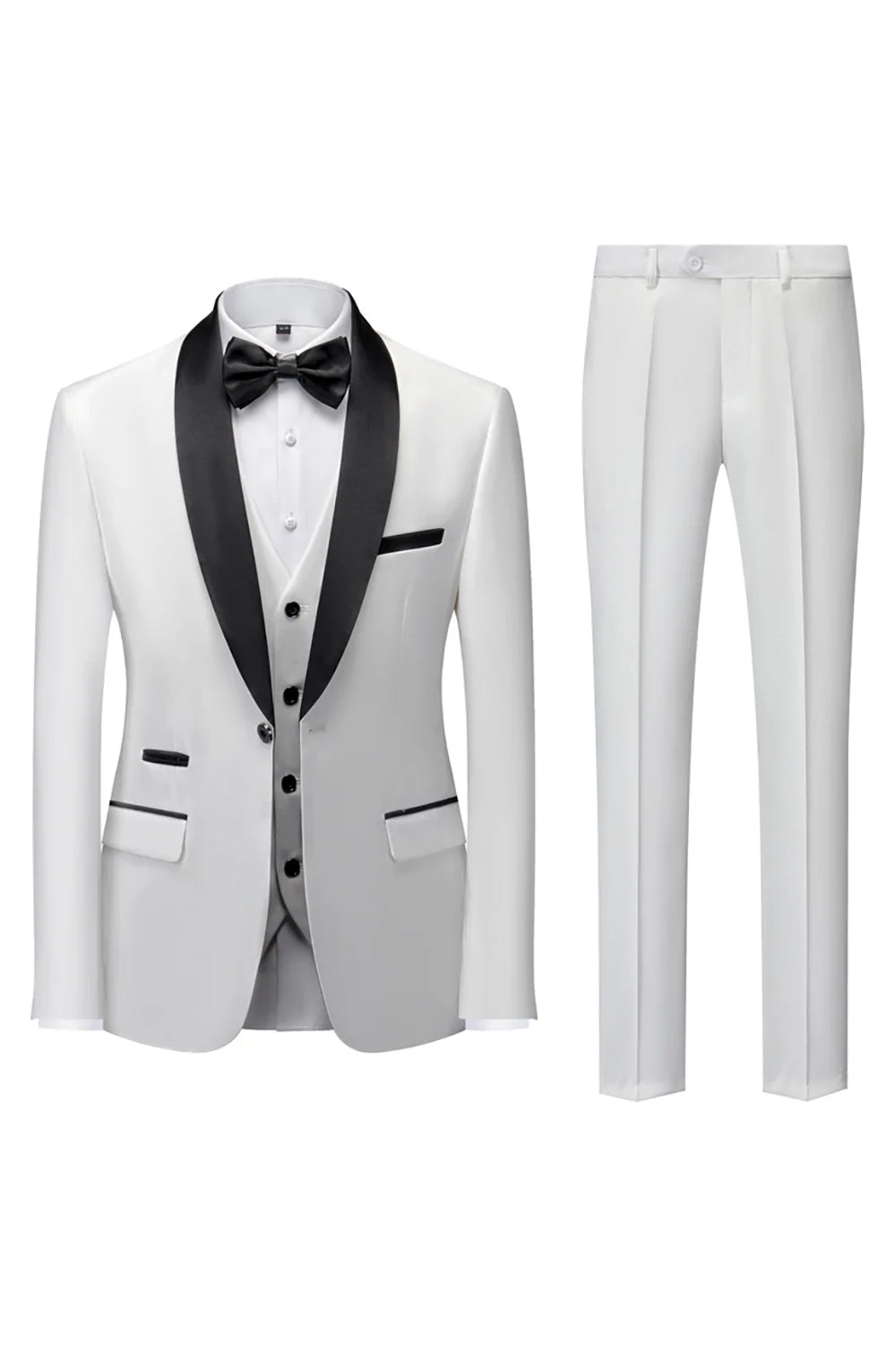 White Shawl Lapel Three-Pieces Men's Suits