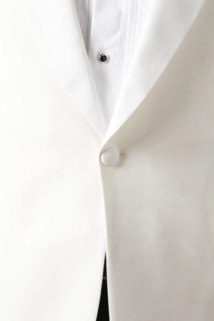 White Slim Fit Shawl Collar Tuxedo Jacket