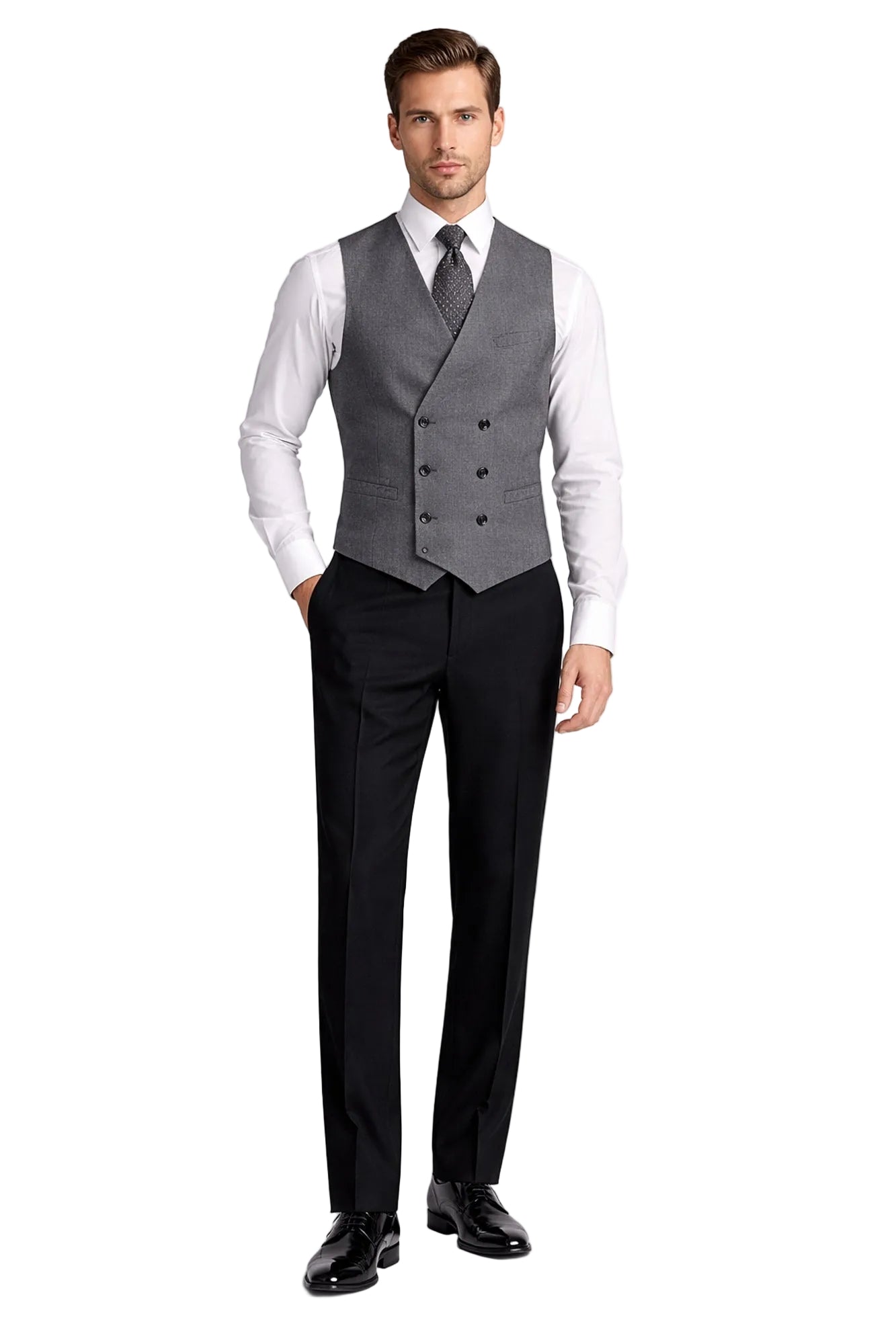 grey Double breasted Waistcoat