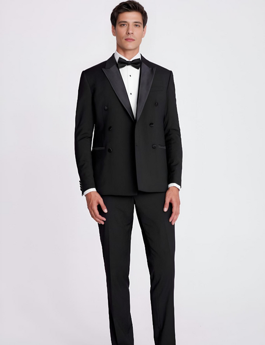 Slim Fit Black Double Breasted Tuxedo
